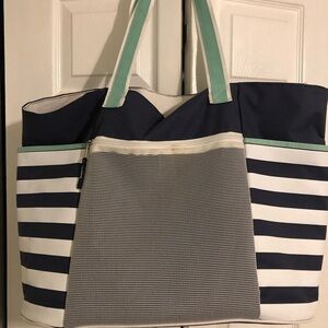 Chic Navy and White Striped Tote Bag